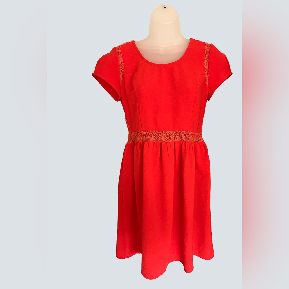 Red Short Sleeved Mini Dress by Pins & Needles from Urban Outfitters
